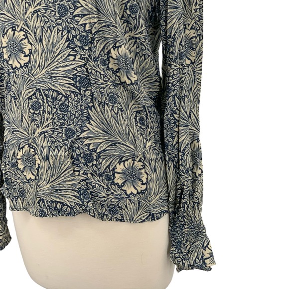 Morris & Co x H&M Long Sleeve Pullover Top Navy/Cream Floral Size 4 NWT - Picture 8 of 10